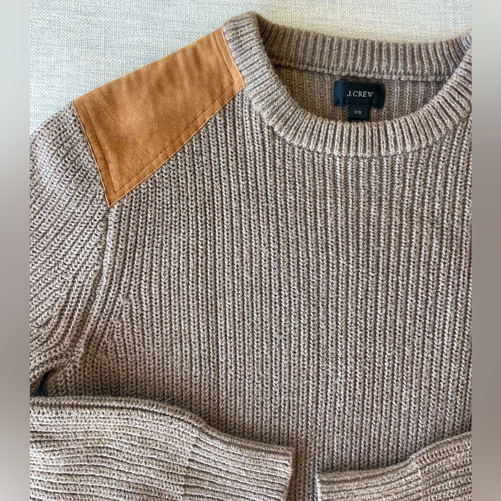 J Crew 100% cotton and leather sweater